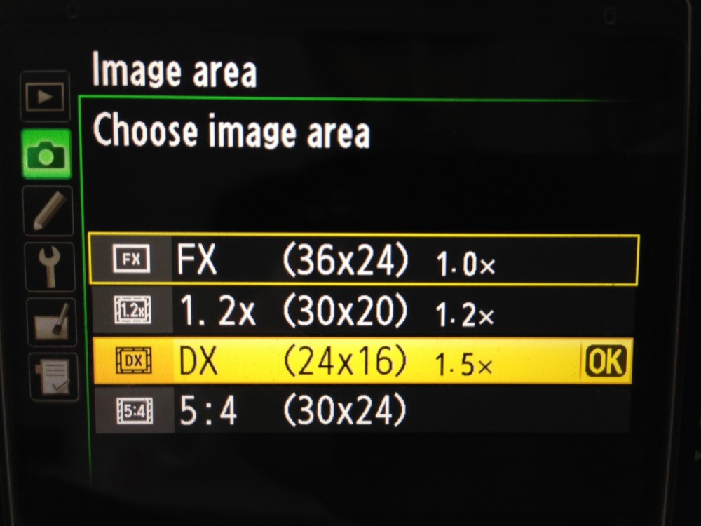 Nikon D800 DX Mode